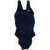 Nike Logo Embroidered Solid Color One Piece Swimsuit Blue