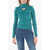 Bottega Veneta Ribbed Velour Uniform Mock-Neck Sweater With Cut-Out Detail Light Blue