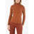 DROME Bi-Colour Ribbed Stretchy Jersey Sweater With Turtleneck Orange