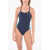 Nike Swim One-Piece Racerback Swimsuit With Patterned Side Detail Blue
