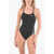 Nike Swim One-Piece Racerback Swimsuit With Patterned Side Detail Black