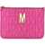Moschino Quilted Leather Clutch Bag FUCHSIA