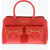 Moschino Love Removable Shoulder Strap Faux Leather Heart Bit Bag Red