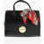 Moschino Love Logoed Handkerchief Faux Leather Simple Hoop Handbag Black