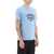 Emporio Armani Lyocell And Cotton T-Shirt With Embroidered Logo AZZURRO CELE