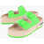 Moschino Love 5Cm Fluo Leather Sandals With Double Buckle And Raffia Green