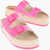 Moschino Love 5Cm Fluo Leather Espab35 Sandals With Raffia Sole Pink