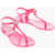 Moschino Love Solid Color Gomma10 Thong Sandals With Heart Shaped Cha Pink