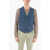 CORNELIANI Id V-Neck Denim And Flax Tibet Black Waistcoat Blue