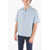 Neil Barrett Short-Sleeved Workwear Bowling Bayadere Striped Shirt Light Blue