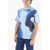 Neil Barrett Crew Neck Blurred Dancers Cotton T-Shirt Blue
