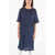 Woolrich Double Side Split-Hem Linen Oversized Slub Tee Dress Blue