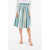 Woolrich Striped Popeline Cotton Flared Skirt Blue