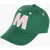 Marni Kids Cotton Gabardine Cap With Contrast Embroidered “M” Patch On Green
