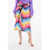 Kenzo Tye-Dye Midi Skirt With Asymmetrical Belt And Gathering Deta Multicolor