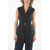 Tagliatore Linen Double-Breasted Harmony Vest With Belt Black