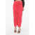 Self-Portrait Draped Midi Skirt With Front Slit Pink