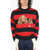 Palm Angels Crew Neck Bear Stripes Wool Sweater Red