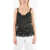 Dolce & Gabbana Silk Blend Sleeveless Top With Lace Borders Black