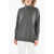 Max Mara Virgin Wool Turtleneck Sweater With Ribbed Trims Gray