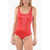 Diesel Solid Color Bfsw-Antiope One Piece Swimsuit With Contrasting Red