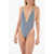 Diesel Checked Bfsw-Tessah One Piece Swimsuit With Deep V-Neck White