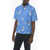 Neil Barrett All-Over Printed Boxy Fit Shirt With Breast Pocket Blue