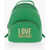 Moschino Love Solid Color Faux Leather Backpack With Golden Logo Green