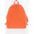 Moschino Love Solid Color Faux Leather Backpack With Golden Logo Orange