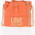 Moschino Love Textured Faux Leather Bucket Bag With Chain Shoulder St Orange