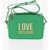 Moschino Love Faux Leather Camera Bag With Golden Logo Plaque Green
