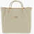 Moschino Love Faux Leather Tote Bag With Golden Logo Beige