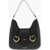 Moschino Love Textured Faux Leather Hobo Bag With Maxi Heart-Shaped C Black