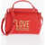 Moschino Love Faux Leather Shoulder Bag With Golden Maxi Logo Red