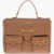 Moschino Love Faux Leather Handle Bag With Pockets And Clamp Front Brown
