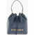 Moschino Love Faux Leather Crocodile Effect Bucket Bag With Embossed Blue