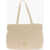 Moschino Love Pleated Faux Leather Tote Bag Beige