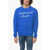JUST DON Front Embroidered Brushed Cotton Crew-Neck Sweatshirt Blue