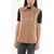 STAND STUDIO Faux Leather Sleeveless Arya Shirt With Patch Breast Pocket Beige