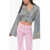 ROTATE Birger Christensen Holographic Effect Kristinia Cropped Cardigan Silver