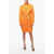 Bottega Veneta Fluid-Satin Utility Dress With Waist Drawstring Orange