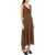 Alessandra Rich Silk Midi Dress With Draped Neckline BROWN BLACK