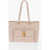 Moschino Love Faux Leather Tote Bag With Golden Details Beige