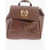 Moschino Love Faux Leather Backpack With Golden Logo Brown
