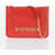 Moschino Love Crocodile Effect Faux Leather Clutch With Golden Logo Red