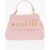 Moschino Love Quilted Faux Leather Bag With Golden Logo Pink