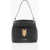 Moschino Love Textured Effect Faux Leather Hobo Bag With Maxi Logo On Black