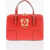 Moschino Love Faux Leather Handbag With Metal Golden Logo Red