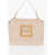 Moschino Love Faux Leather Shoulder Bag With Metal Golden Logo Beige