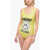 Ganni Printed One Piece Swimsuit Yellow